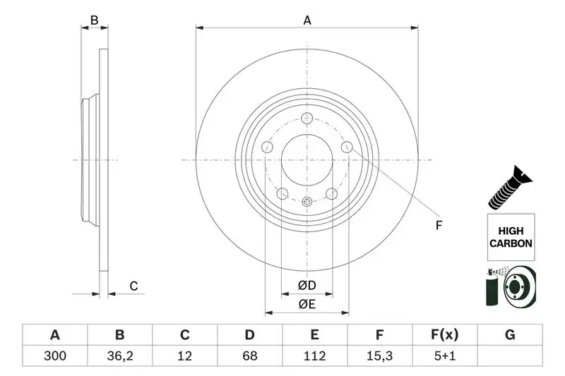 BOSCH 0986479E33 Arka Fren Diski 8W0615601C