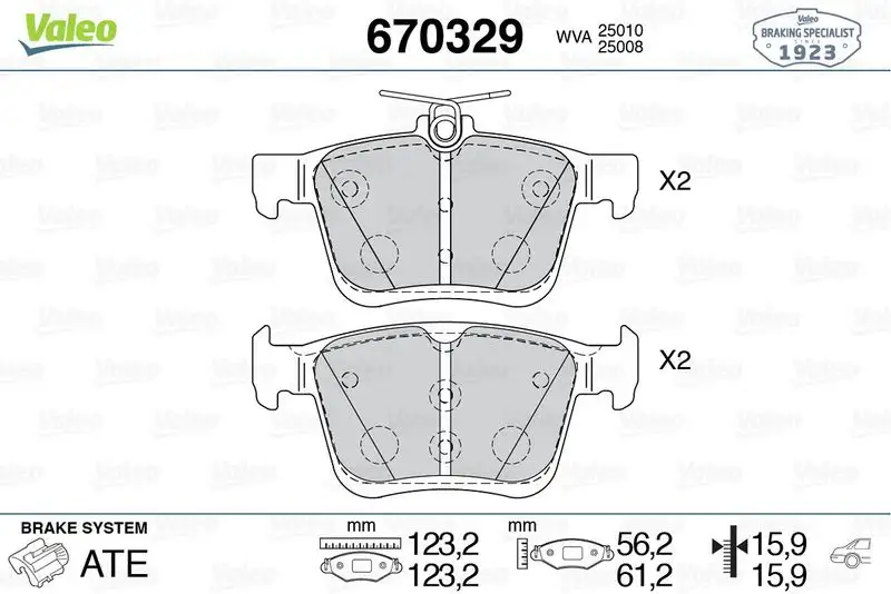 VALEO 670329 Arka Fren Balatası